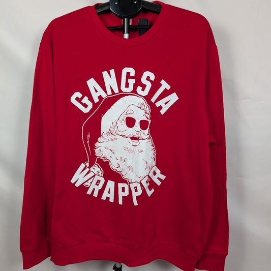 Gangster Wrapper Funny Xmas Santa LS Sweatshirt Unisex Large or 2XL Holiday Time