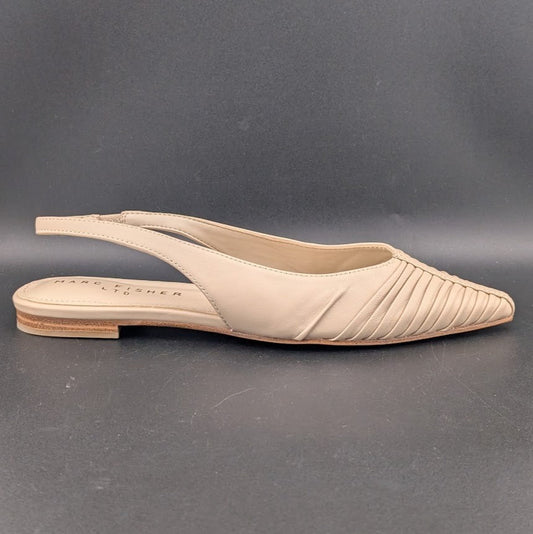 Marc Fisher LTD Women's Size 6.5 Dalatee Ruched Slingback Flats Nude Marc Fisher