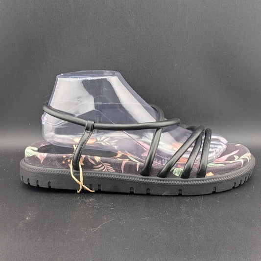 Roxy Women's Size 9 Brooke Strappy Sandals in Black / Island Floral Roxy