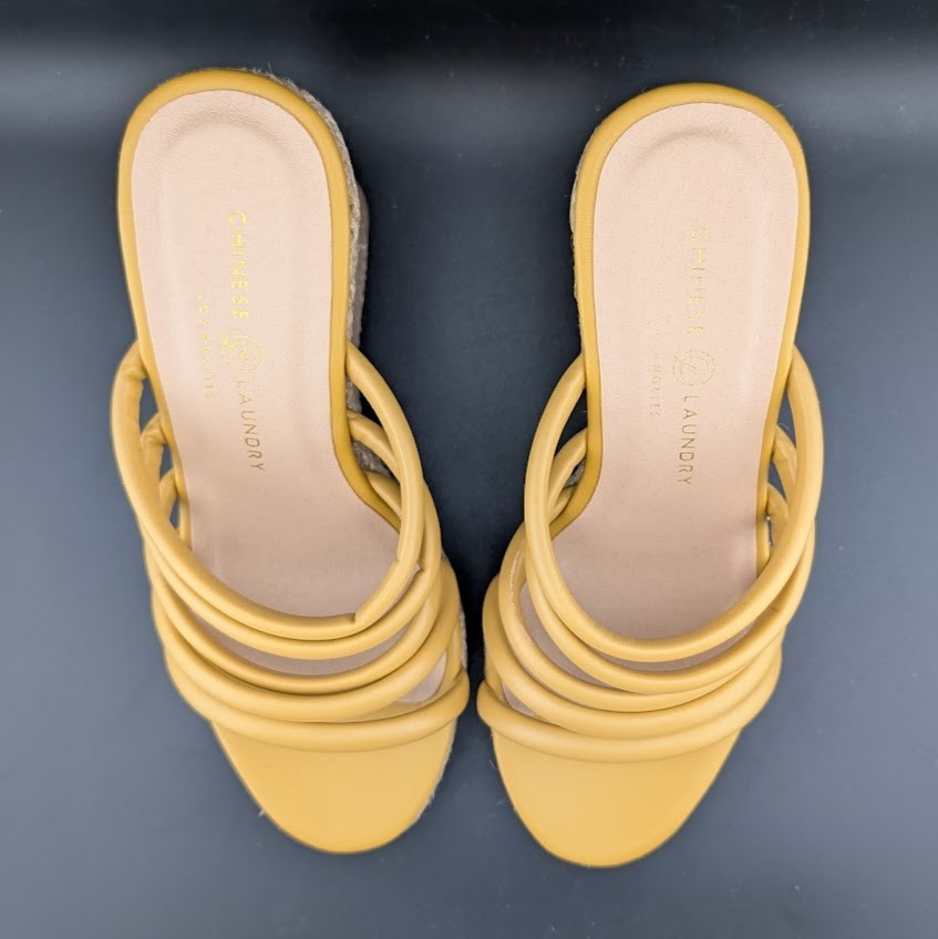 Chinese Laundry Sz 6.5 Eleana Platform Wedge Espadrille Sandals Gold Step In Chinese Laundry
