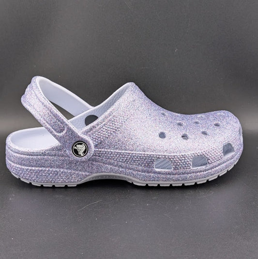 Big Kids' 4Y Classic Chunky Glitter Clog Grape Ice Holds 26 Jibbitz Charms Crocs