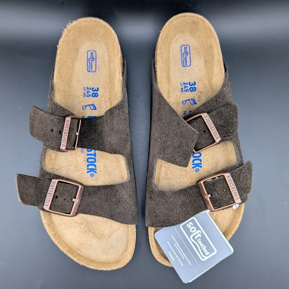 NIB Birkenstock Women's 7 / Kids 5 (EU 38) Arizona BS Mocca Brown Soft Sole Birkenstock