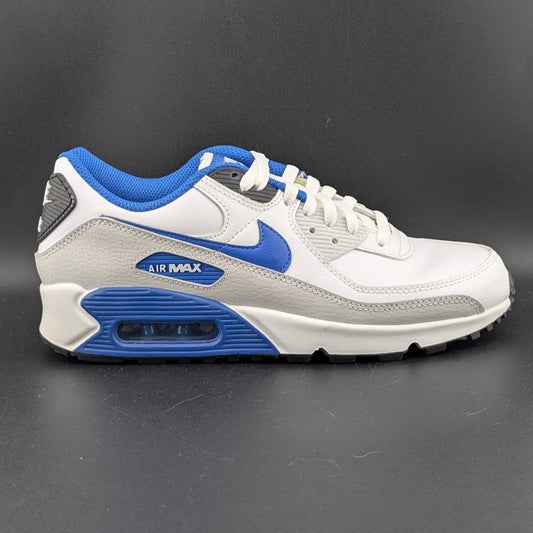 Men's Size 8 Air Max 90 Leather White / Game Royal-Photon Dust FN6843-100 Nike