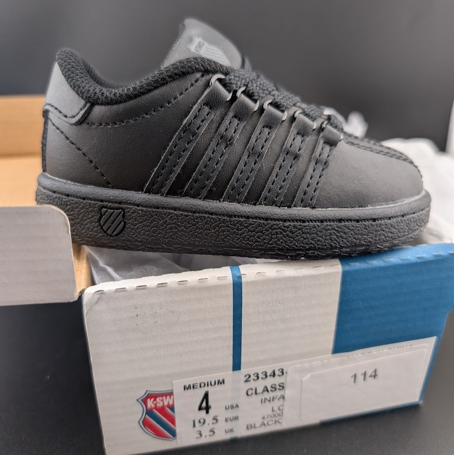 K-Swiss Size 4 Classic VN Low 23343-003-M Black/Black Infant Shoe Toddler Baby K-Swiss
