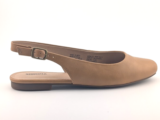 Sonoma Women's Size 8.5M Gwestyn Cognac Slingback Pointed Toe Ballet Flats Shoes Sonoma