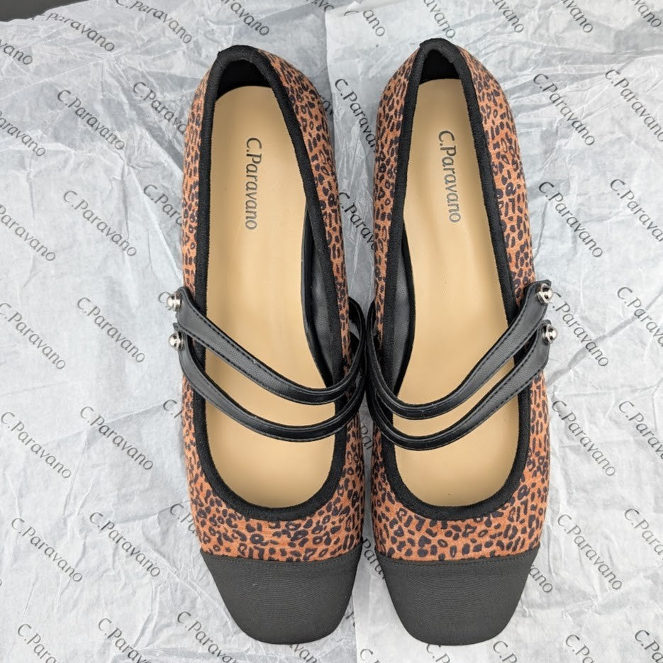 C.Paravano Women's Sz 9.5 (40) Mary Jane Ballet Flat Shoes Square Toe Soft C. Paravano