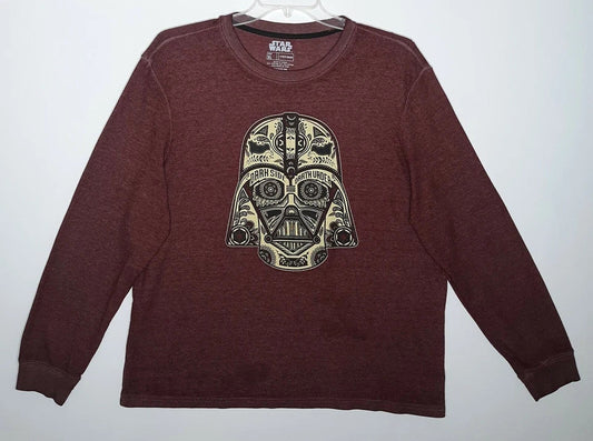 NEW Darth Vader Star Wars Sz XL Long Sleeve Maroon Waffle T-Shirt 54/46 Blend FifthSun