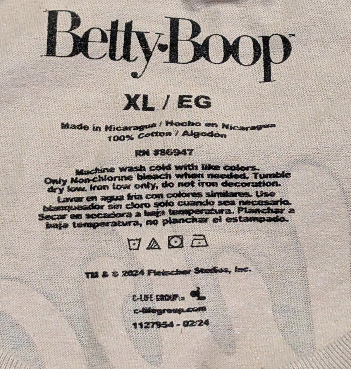 Betty Boop Surfer Size XL 100% Cotton SS T-Shirt Beige w/ Graphic NWOT Unbranded