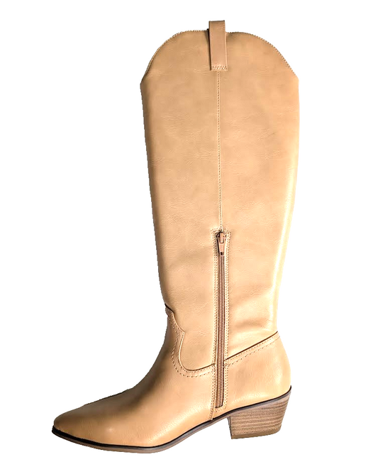 NEW Women's Size 9.5 Knee High Boots, Pointed Toe, Western Cowboy w/ WIDE CALF Festooning