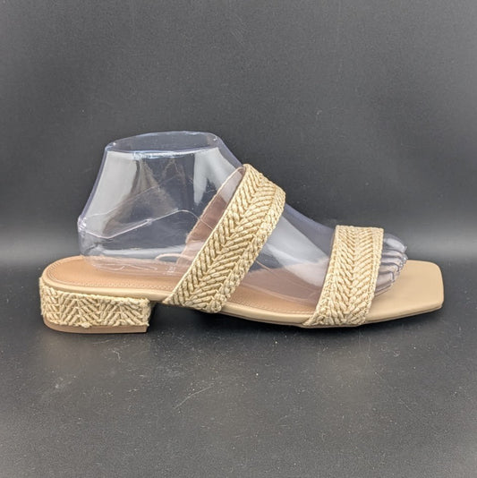 J Joie Sandal Women's 8.5 Nat Woven Raffia Cherish Woven Slip On Low Heel Shoe JOIE