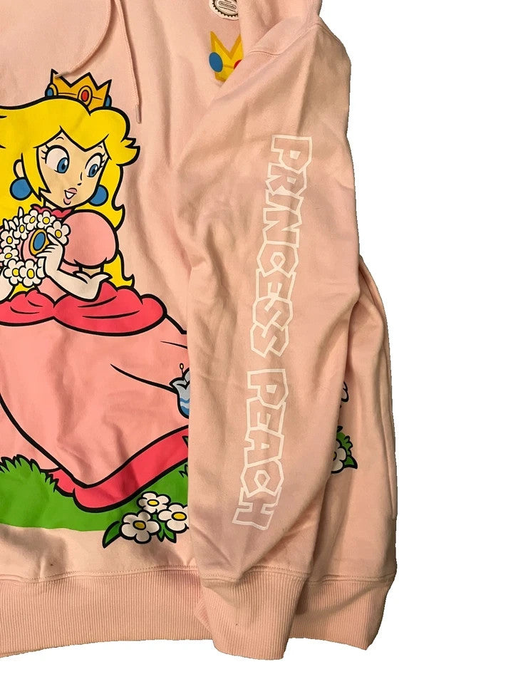Hot Topic Medium Super Mario Princess Peach Pink Hoodie Sweatshirt New Size S-XL Hybrid