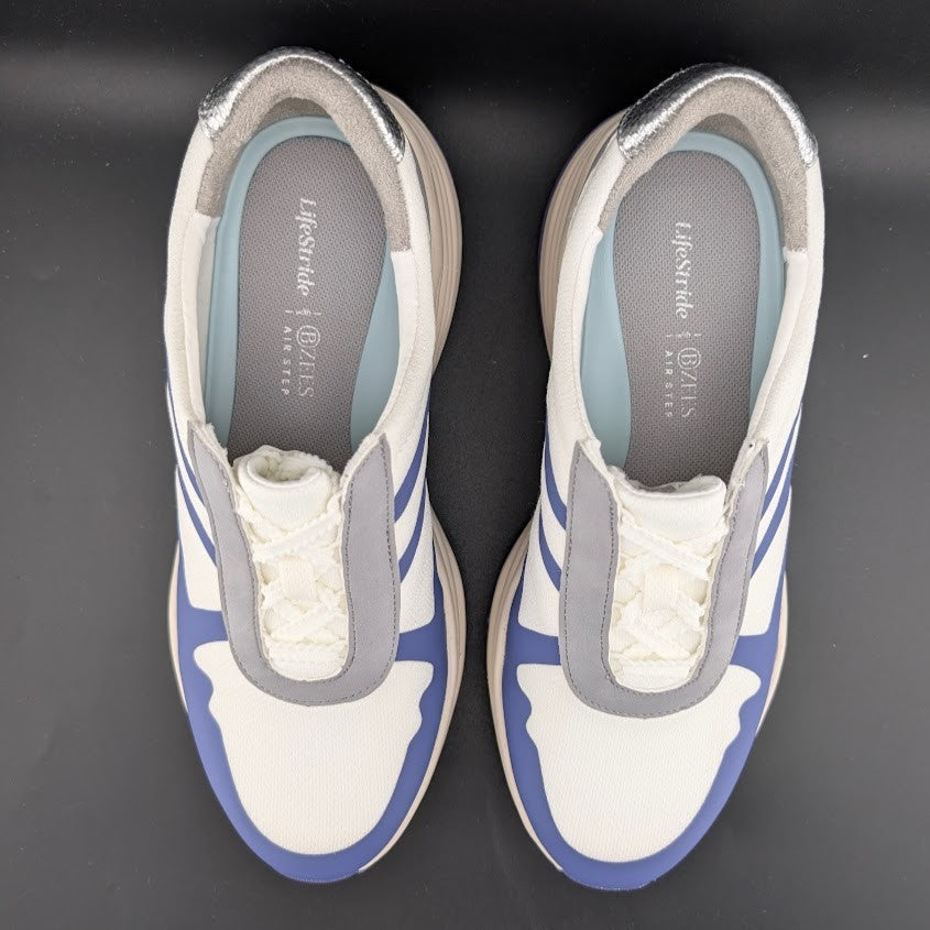 LifeStride Bzees Air Step~Impulse Womens Size 10 or 11 White/Blue Sneakers NIB LifeStride