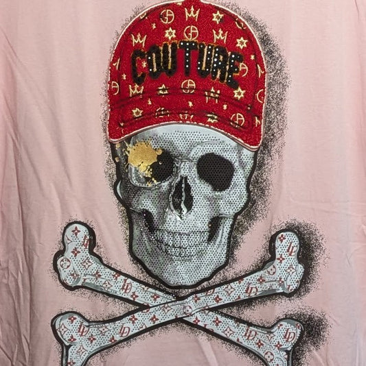 Montfleuri Paris Women's Rhinestone Couture Streetwear T-Shirt Size XL Pink NWT Monteflouri