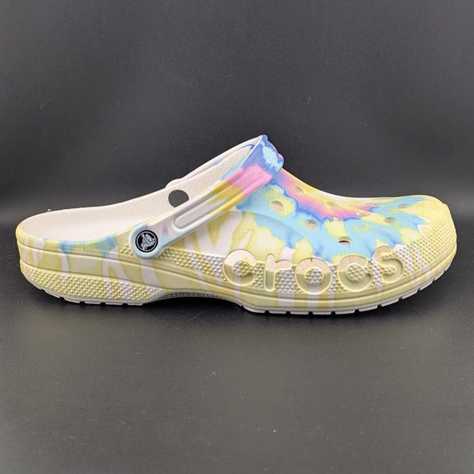 Crocs Baya Clog Shoe Tie Dye Yellow Unisex Mens Size 13 Roomy Fit New w/ Tags Crocs