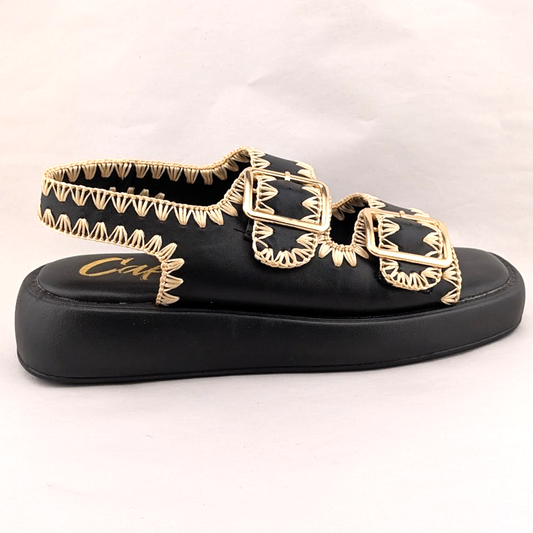 Cape Robbin Size 6 Black Ofilia Sling Back Open Toe Buckle Sandals Cape Robbin
