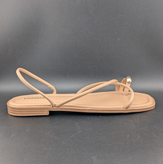 CUSHIONAIRE Venue Women’s 10 Strappy Slide Sandals Gold-Tone Accent Memory Foam CUSHIONAIRE