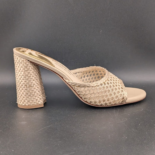 The Nat Note X Antonio Melani Sz 6.5M High Heel Natural Woven Slide Sandals The Nat Note X Antonio Melani