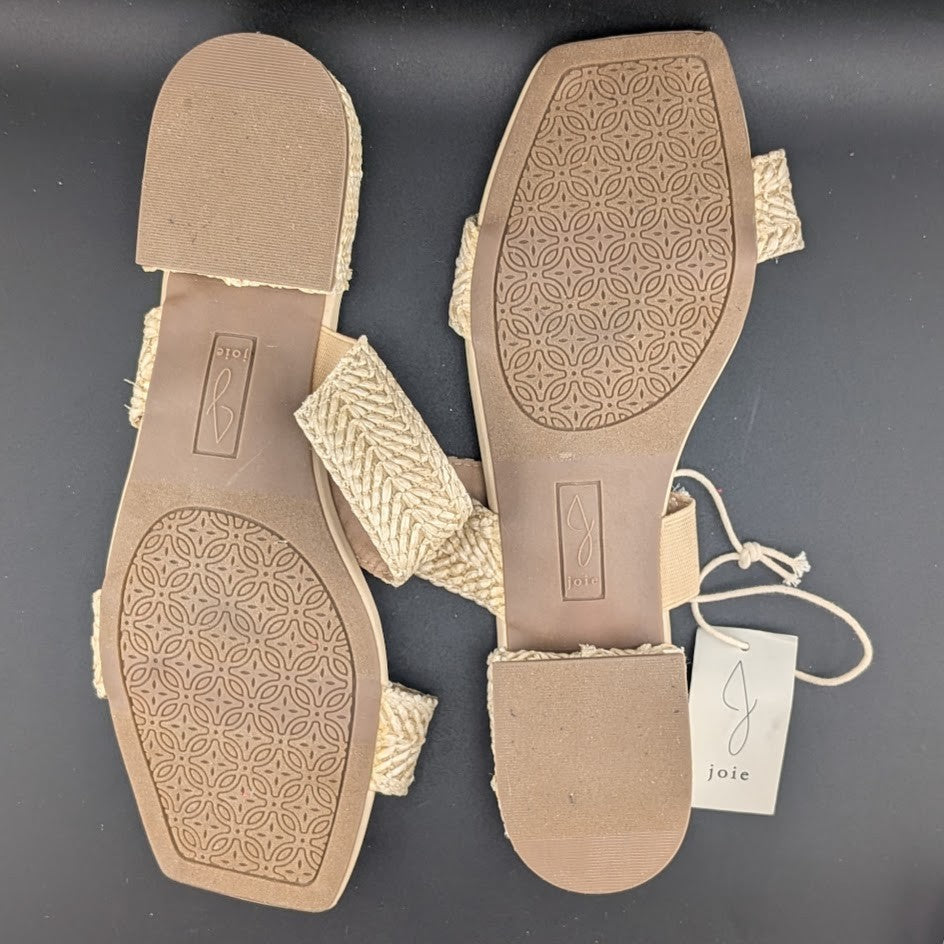 J Joie Sandal Women's 8.5 Nat Woven Raffia Cherish Woven Slip On Low Heel Shoe JOIE