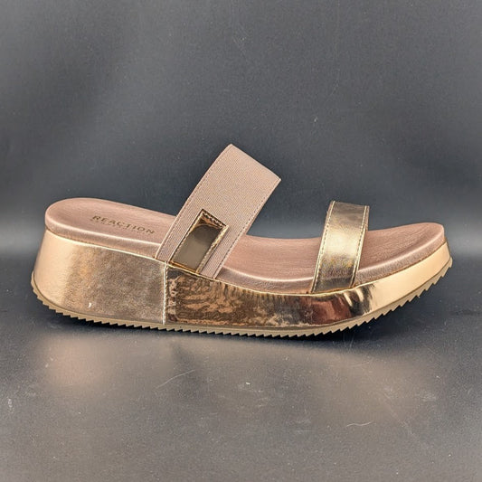 Kenneth Cole Reaction Women's Size 10 Perry Rose Gold Metallic PU Sandal Kenneth Cole