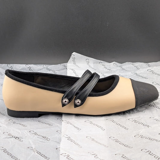 C.Paravano Women's Size 8 (EU 38.5) Mary Jane Ballet Flat Shoes Square Toe Soft C. Paravano