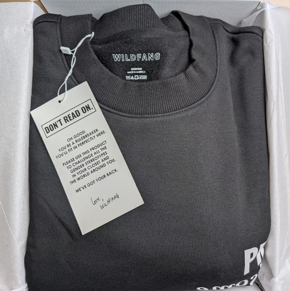 Wildfang Sweatshirt~Womens Oversized Size Medium Black Nonbinary Pretty Handsome Wildfang