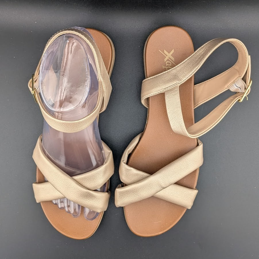 Xappeal Women's 7.5M Rayna Gold Puffy Slingback Sandal Shoes w/ Comfort Footbed X-Appeal