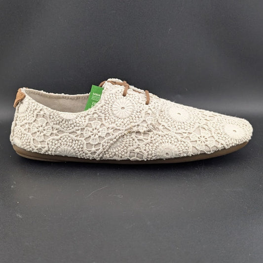 Sanuk Bianca Crochet Lace-Up Womens White Flat Casuals 1015892-WOTM~MSRP $74.95 Sanuk