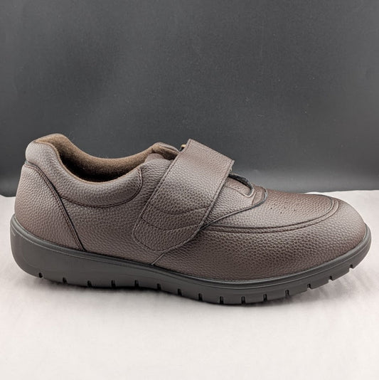 Footsaver by Drew~Poker, Mens Wide Brown Strap Slip-ons Sizes 11W-14W Diabetics Footsaver by Drew