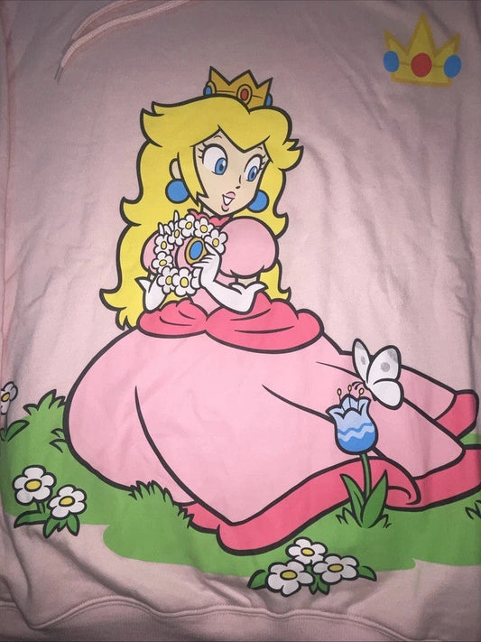 Hot Topic Medium Super Mario Princess Peach Pink Hoodie Sweatshirt New Size S-XL Hybrid