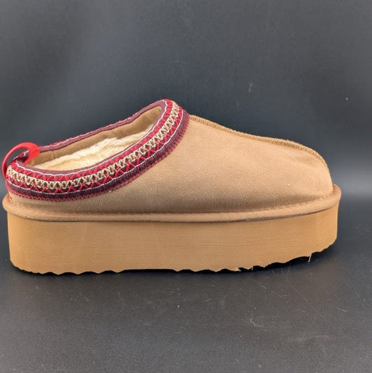 Women's Size 5 Slippers-Fawn Platform Mini Boots Short Shoe Fur Fleece Lined NEW Unbranded