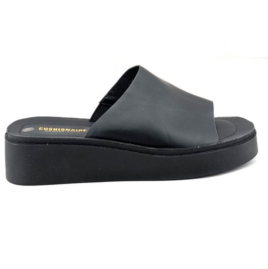 Cushionaire Size 10 Play~ Black Platform Memory Foam Slide Sandals CUSHIONAIRE