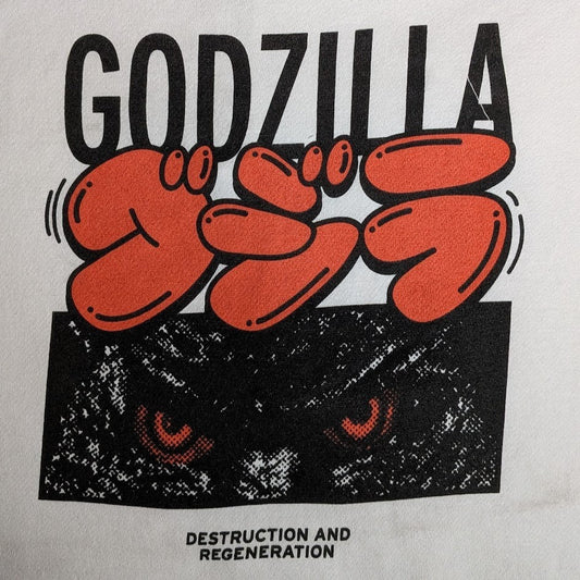 Godzilla Bubble Eyes White Hoodie Rare Size Medium PakTex Apparel