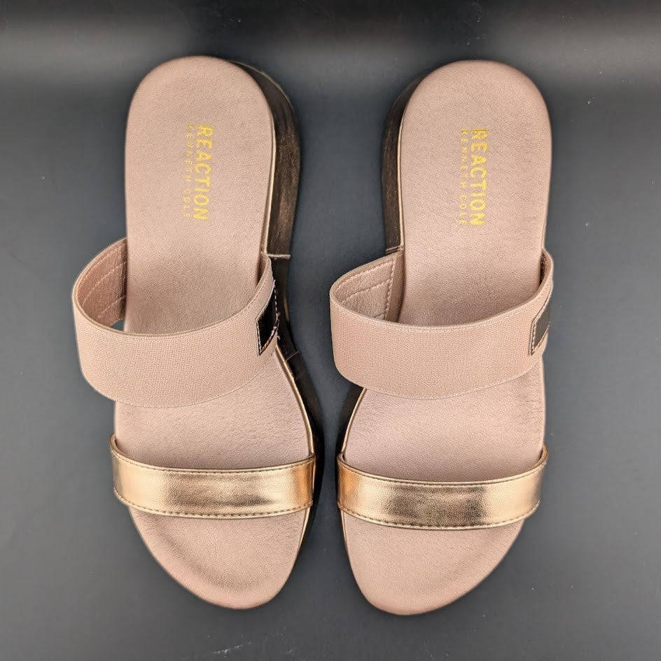 Kenneth Cole Reaction Women's Size 10 Perry Rose Gold Metallic PU Sandal Kenneth Cole