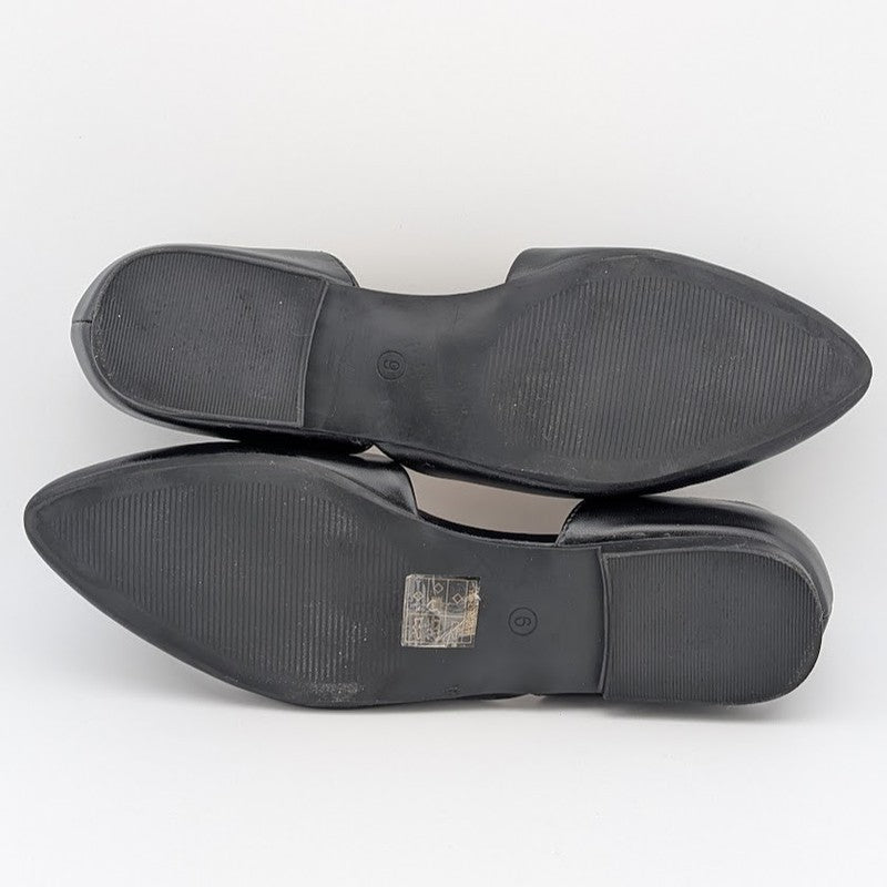 Pre-owned Dream Pairs Size 9 Black DOrsay Flats with Low Heel PU Leather SoleComfort.shoes