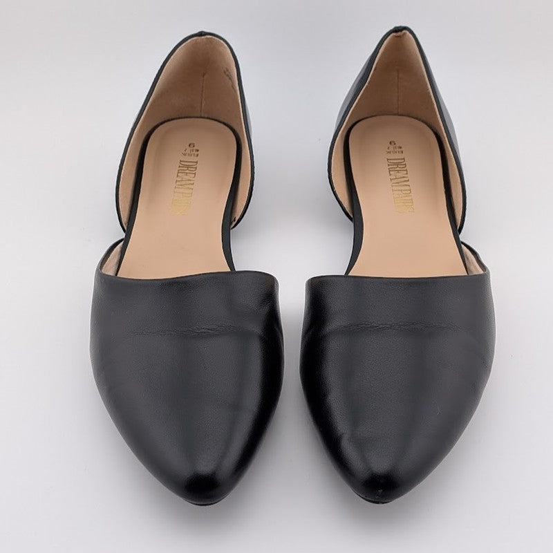 Pre-owned Dream Pairs Size 9 Black DOrsay Flats with Low Heel PU Leather SoleComfort.shoes