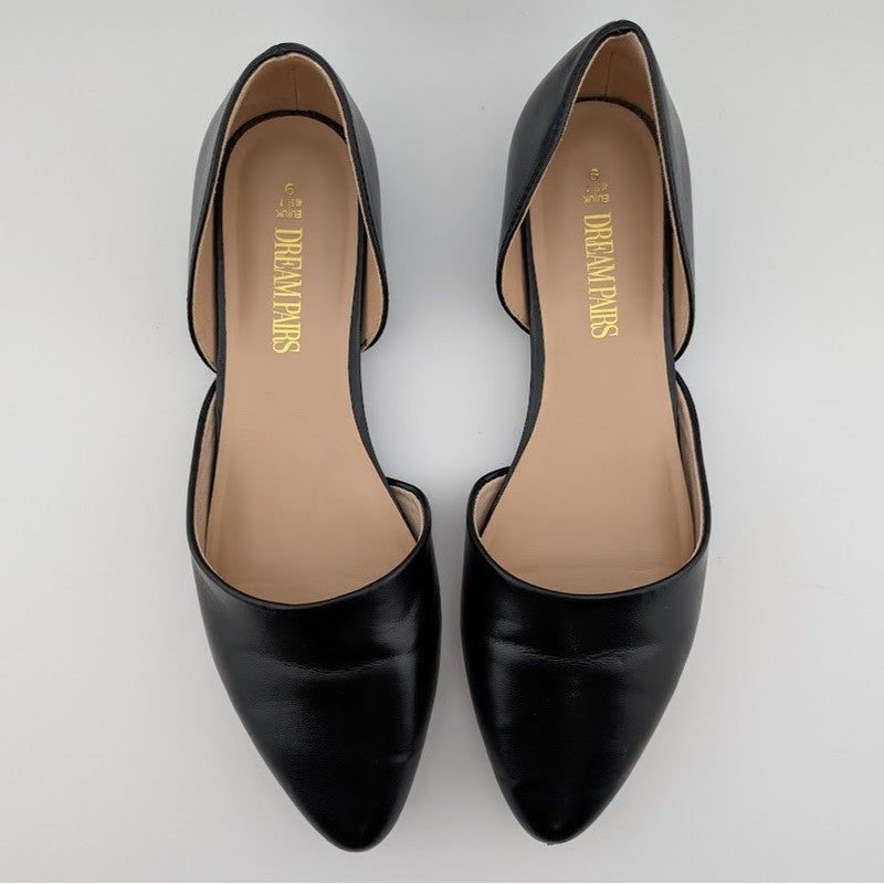 Pre-owned Dream Pairs Size 9 Black DOrsay Flats with Low Heel PU Leather SoleComfort.shoes