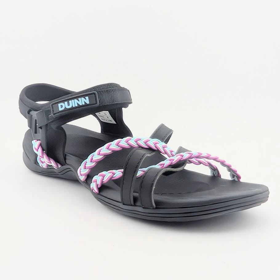 DUINN Size 38 (US 7-7.5) Wos Hiking Sport Walk Sandal Adjustable Straps Black SoleComfort.shoes
