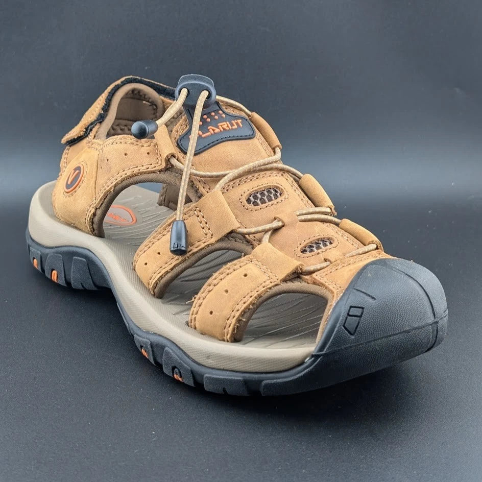 Men's Size 9-9.5 Leather Sandals Closed Toe Outdoor Sport Nonslip Hiking Shoes SoleComfort.shoes