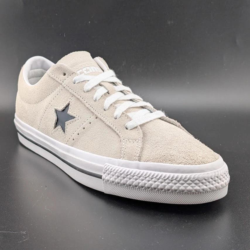 Converse Men's Size 10 One Star Pro Suede Low Top Shoe Egret-White-Black 172950C SoleComfort.shoes