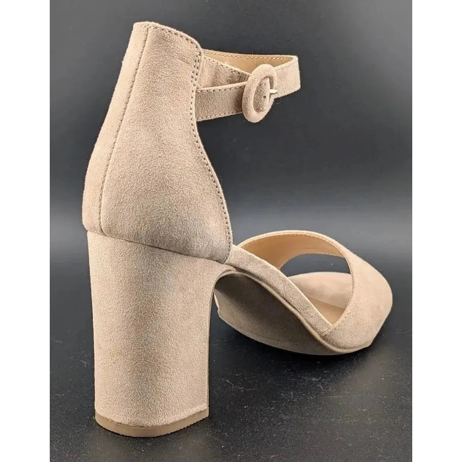 LC Lauren Conrad Women's Size 8.5 Block Heel Dress Sandals With Straps Beige LC Lauren Conrad