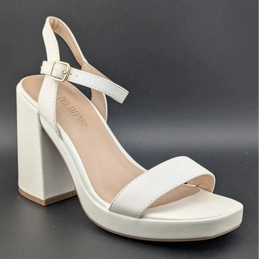 Women Sz 8.5 Block Chunky Platform High Heels Open Toe GISELLE Fashion Sandals SoleComfort.shoes