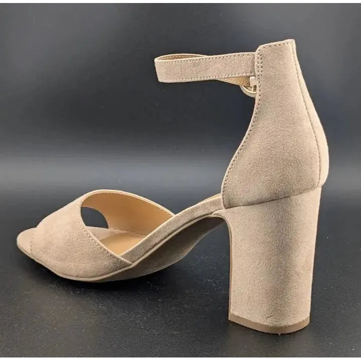 LC Lauren Conrad Women's Size 8.5 Block Heel Dress Sandals With Straps Beige LC Lauren Conrad