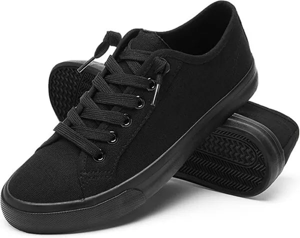 Black Canvas Lace Up Oxford Shoes Womans Size 8 Sneakers Classic Casual Low Top
