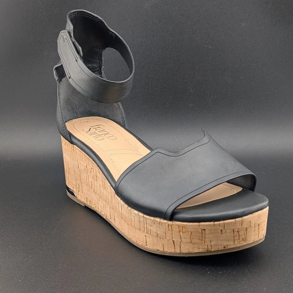 Franco Sarto Perfecto Faux Leather Platform Cork Wedge Sandal Women's 6.5 Franco Sarto