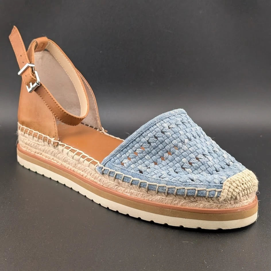 Vince Camuto Size 9.5 Women's Blue Espadrille Sandals w/ Ankle Strap Closed Toe SoleComfort.shoes