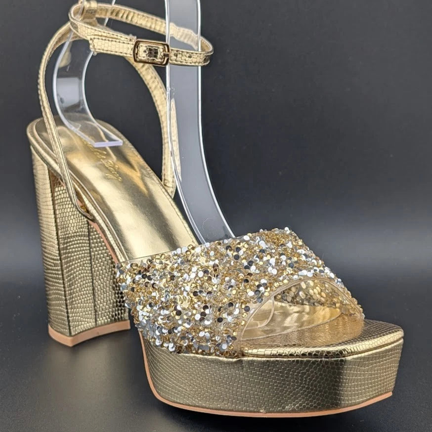 Elisabet Tang Size 9.5 Chunky Block Platform 5-in Heel Sandal w/ Open Square Toe SoleComfort.shoes