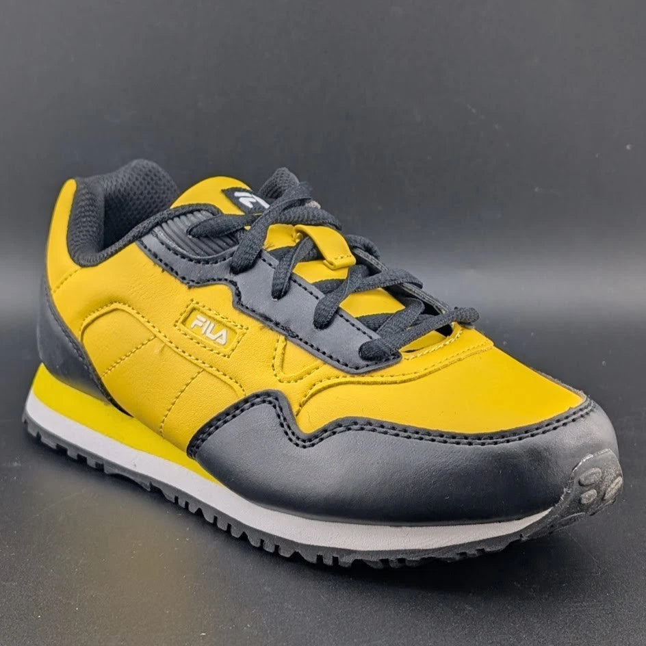 Size 2 FILA Kids Unisex Cress Color Block Sneakers Lemon/White/Black Fila