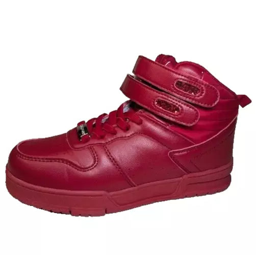 LUCKY STEP Women's Red High Top Fashion Sneakers Basketball Court Strap Size 6