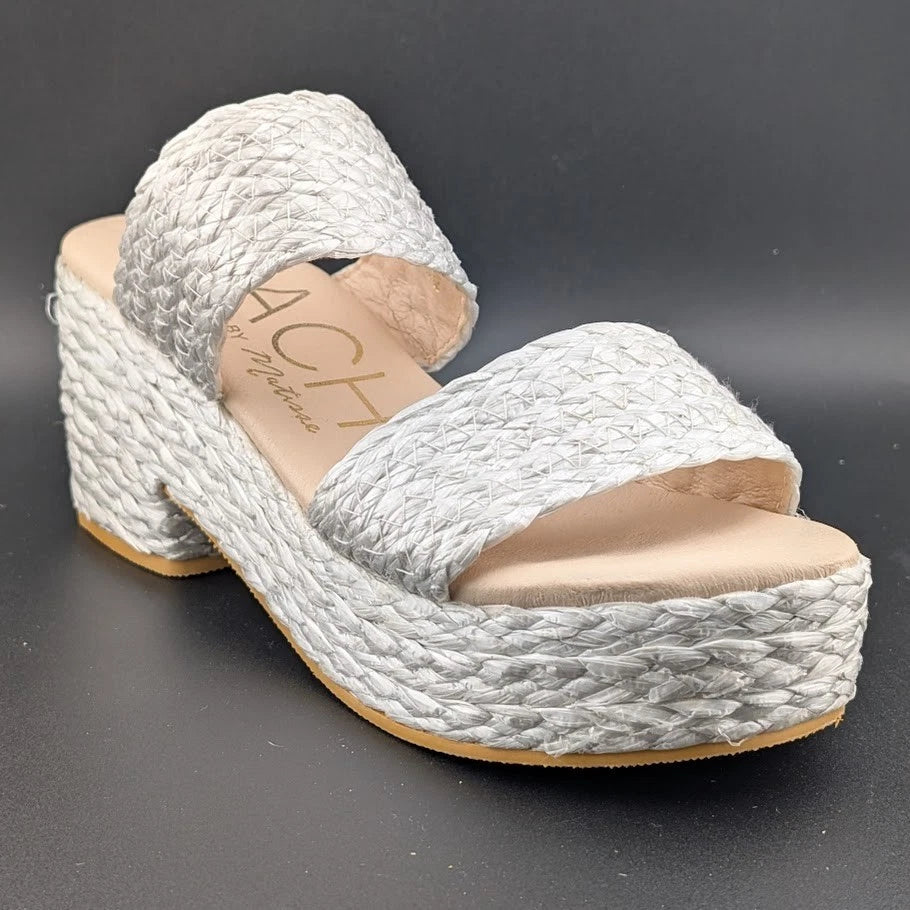 Womens Beach By Matisse Sz 9 Ocean Ave Platform Sandal Braided Raffia Block Heel