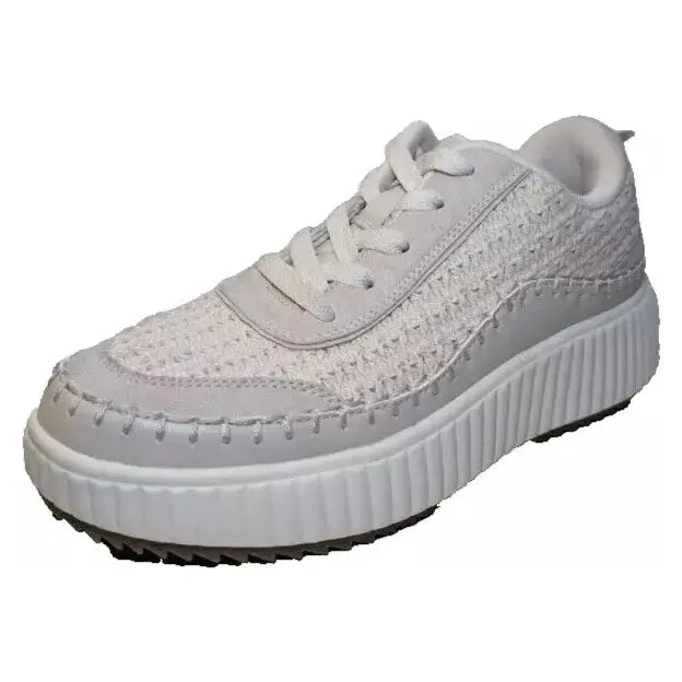 Pre-Owned DREAMPAIRS Size 8.5W Platform Sneakers Woman's Lace Up Creme Cushioned Shoes Dream Pairs